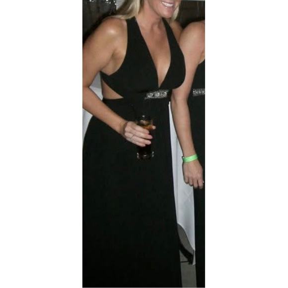 BCBGMaxAzria Lexie Beaded Jeweled Cocktail Maxi Long Dress Gown in Black XS - Picture 3 of 8